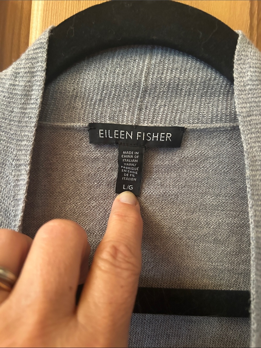 Eileen Fisher Light Gray Open-Front Drape Cardigan - Picture 2 of 9